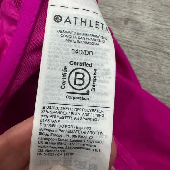 NWT Athleta Square Neck V Bra Cup Tankini Top "Electric Fuschia" Pink 34 D/DD - Picture 8 of 9